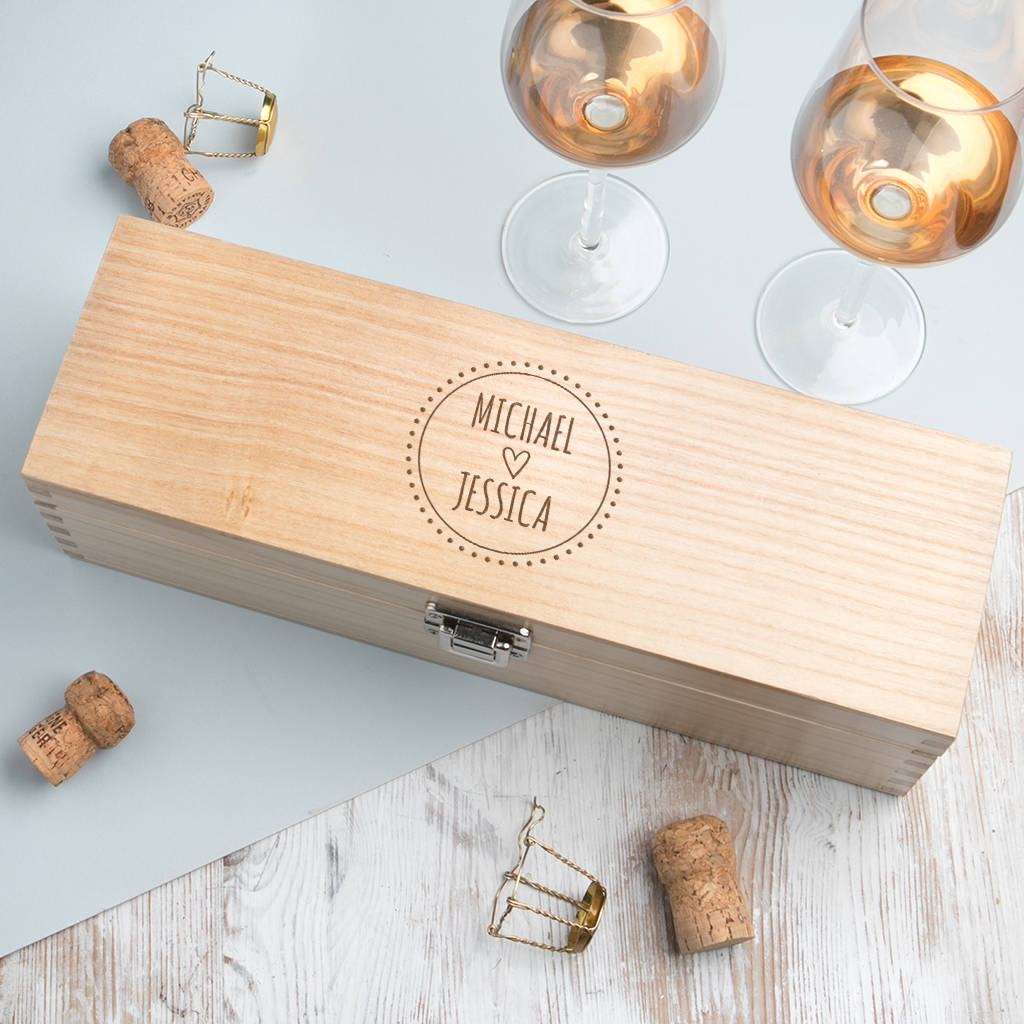 Personalised Engagement Wine Box By Dust and Things