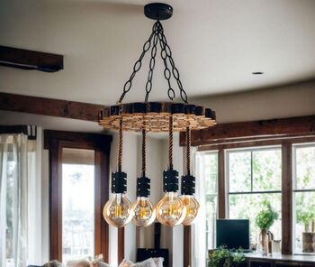 Live Edge Wood Chandelier, 6 of 7