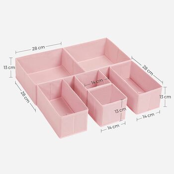 Set Of Six Pink Foldable Fabric Storage Boxes, 4 of 7