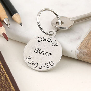 Daddy Gift Personalised Round Pewter Keyring, 3 of 4