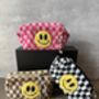 Checkered Punch Needle Smiley Make Up Bag, thumbnail 2 of 7