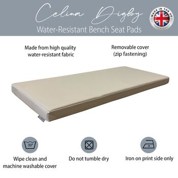 Beige Two Sided Water Resistant Garden Bench Seat Pad, 4 of 5