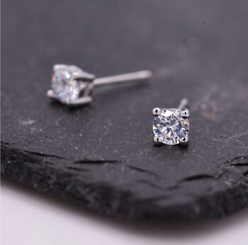 Sterling Silver Four Prong Cz Earrings, 7 of 12