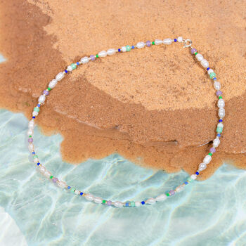 Lilac Green Freshwater Pearl Beaded Necklace, 2 of 2