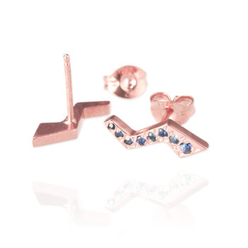 Flash Ear Studs With Sapphires, 5 of 11