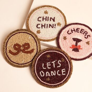 Set Of Four Festive Beaded Coasters, 2 of 3