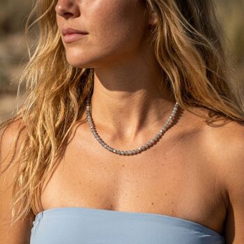 Labradorite Bead And Sterling Silver Choker Necklace, 3 of 7