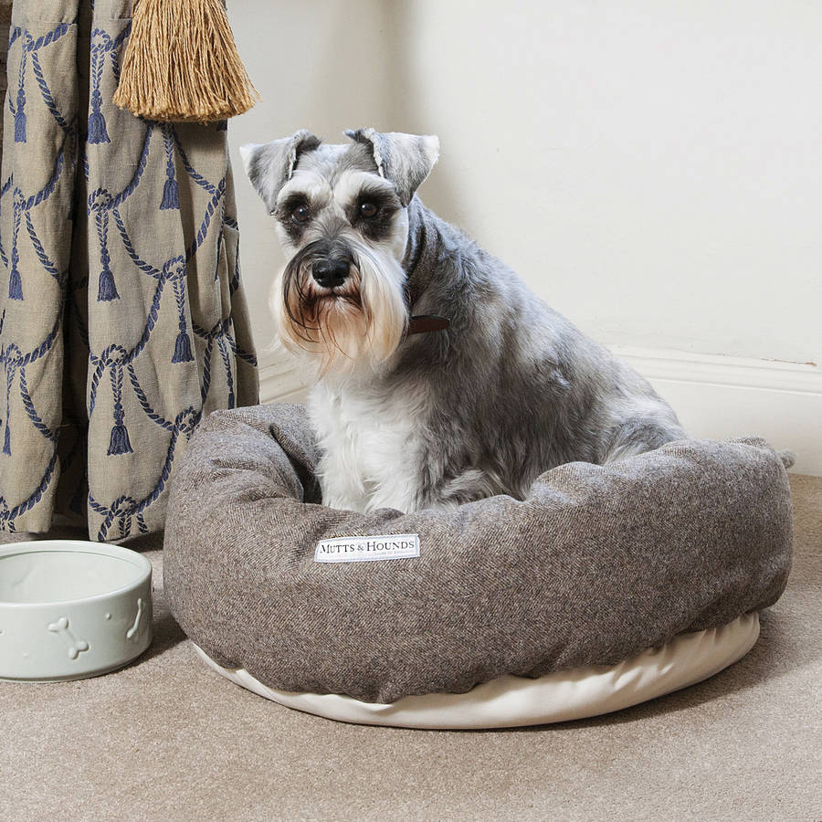 luxury tweed donut dog beds by mutts & hounds