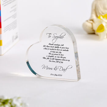 Daughter In Law Wedding Day Heart Plaque Gift, 2 of 5