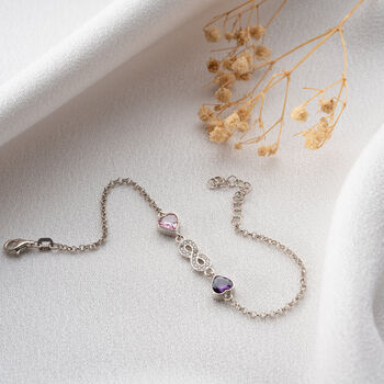 Infinity Bracelet With Heart Birthstone, 4 of 8