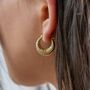 18ct Gold Plated Textured Creole Hoop Earrings, thumbnail 1 of 7