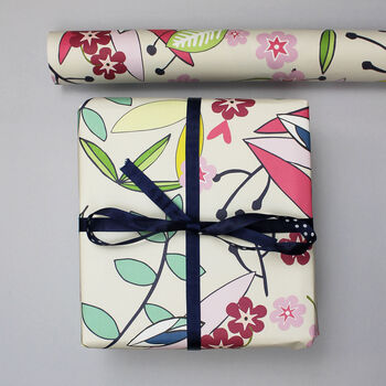 Birthday Wrapping Paper Tropical Flower Design, 2 of 2