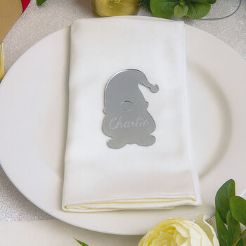 Silver Mirror Gonk Place Name For Christmas Table Decor, 2 of 3