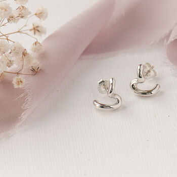 Squirl Sterling Silver Minimalist Stud Earrings – Modern Sculptural Jewellery Gift, 2 of 12