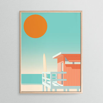 California Lifeguard Beach Hut, Surfing Art Print, 2 of 3