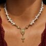 Handmade Freshwater Irregular Pearl Rosary Choker With Cross Charm, thumbnail 5 of 9