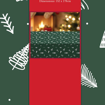 Christmas Green Tree Tablecloth 132x178cm Festive Holiday Decor Wipe Clean, 4 of 4