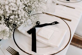 Narrow Velvet Bow – Embroidered With Initials Place Setting Bow, 6 of 9