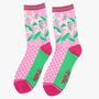 Women's White Lily Floral Print Bamboo Socks, thumbnail 1 of 4