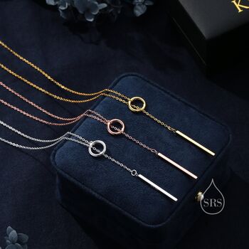 Minimalist Circle And Bar Lariat Necklace In Sterling Silver, 2 of 12