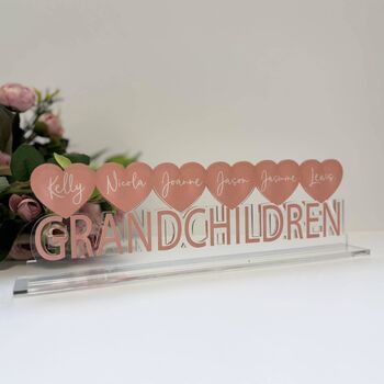 Personalised Family Grandchildren Heart Name Plaque, 2 of 7