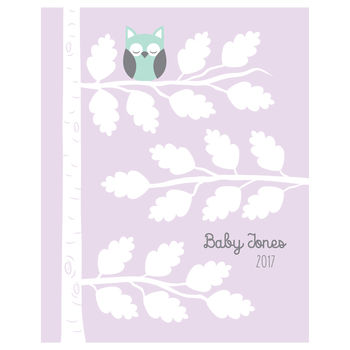 Owl Tree Personalised Baby Shower Guest Book Print, 3 of 5