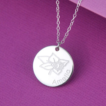 Personalised Name And Birth Flower Necklace, 3 of 8