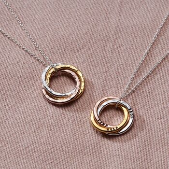 Personalised Textured Mixed Gold Russian Ring Necklace, 5 of 7