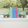 Personalised Kids Green Tractor Bookends, thumbnail 2 of 6