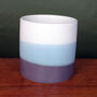 Blue Grey Stripe Ceramic Planter Plant Pot, thumbnail 2 of 2