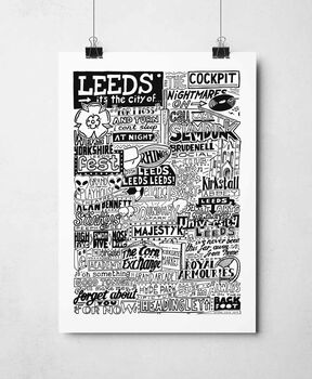 Leeds Landmarks Print Typography Poster, 2 of 10