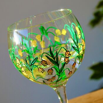 Golden Lantern Lily Hand Painted Gin Glass, 4 of 7