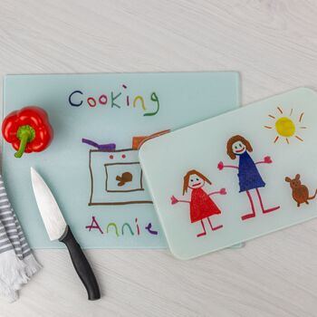 Personalised Child's Drawing Chopping Board For Dads, 2 of 8