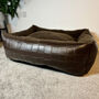 Woven Effect Vegan Leather Fleece Lined Sofa Dog Bed, thumbnail 2 of 8