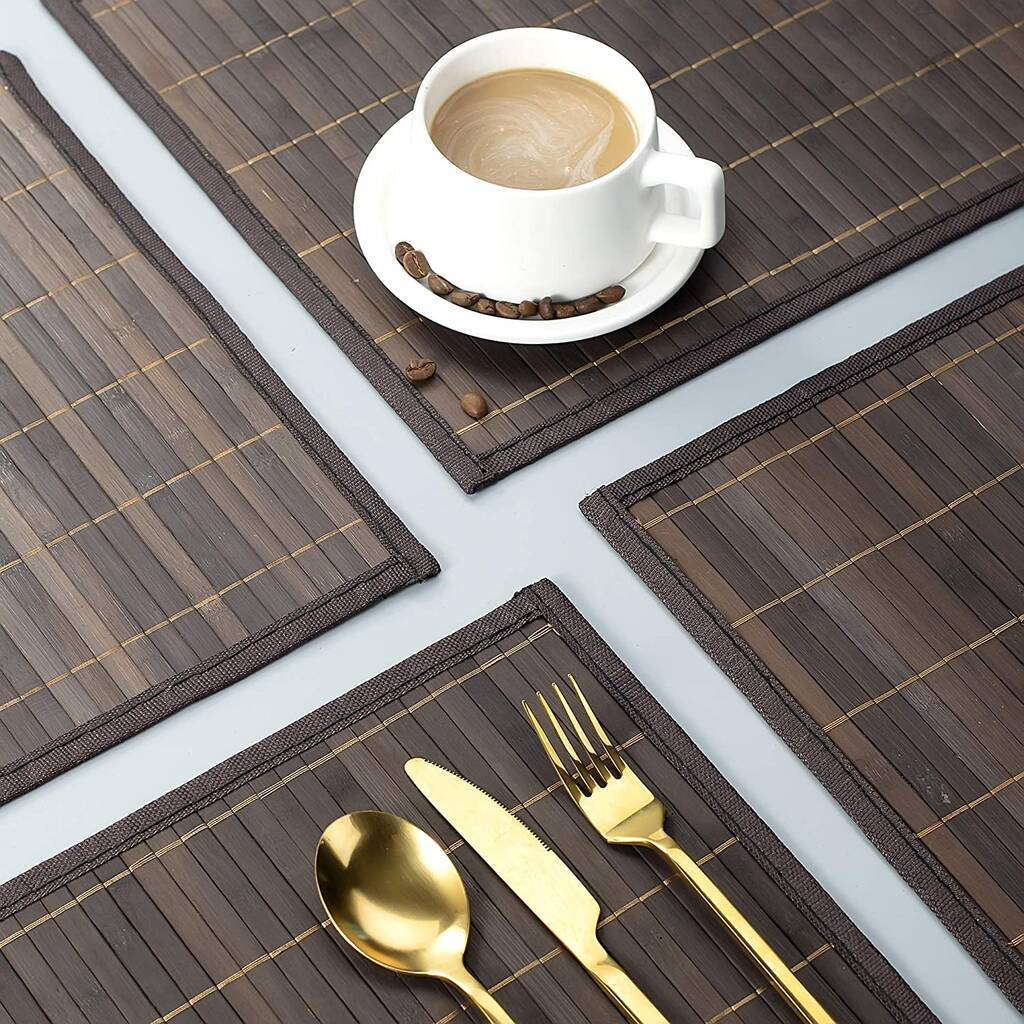 Set Of Six Dark Brown Bamboo Placemats By Momentum