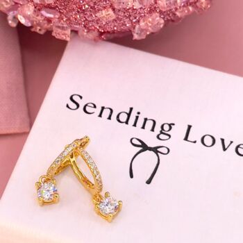 Solitaire Drop Hoop Earrings Christmas Gift For Her, 6 of 9
