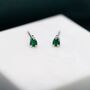Extra Tiny Emerald Green Droplet Cz Stud Earrings, thumbnail 2 of 10