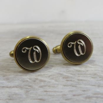 Personalised Solid Brass Initial Cufflinks, 4 of 8