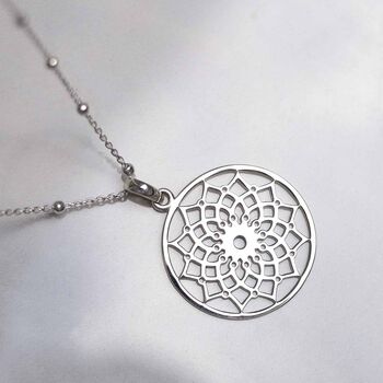 Sterling Silver Mandala Pendant Necklace, 2 of 5