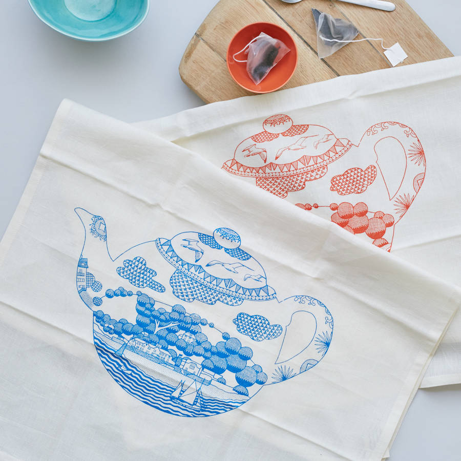 willow china tea towel set by the elephant stamp