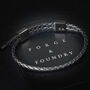 Personalised Men's Engraved Black Leather Bracelet With Adjustable Double Clasp, Artisan Jewellery, thumbnail 2 of 8