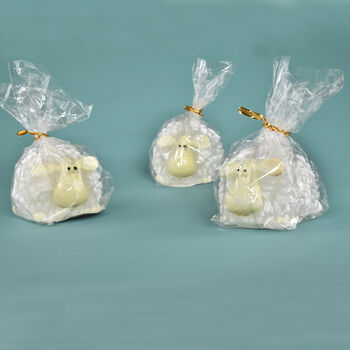 G Decor Set Of Three Freddie Cute White Sheep 3D Candle, 4 of 4