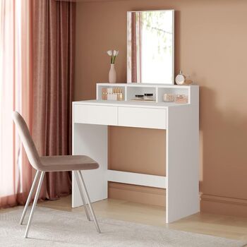 Dressing Table With Large Mirror Modern Style White, 3 of 10