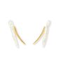 Credo Freshwater Pearl And Gold Lightning Stud Earrings, thumbnail 2 of 4