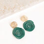 Green Coiled Double Wire Disc Drop Earrings, thumbnail 1 of 3