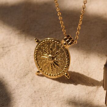 Sun Compass 18 K Gold Plated Unisex Necklace, 4 of 5
