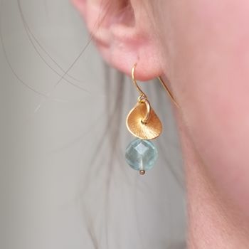 Brushed Copper Disc And Gemstone Earrings, 6 of 9