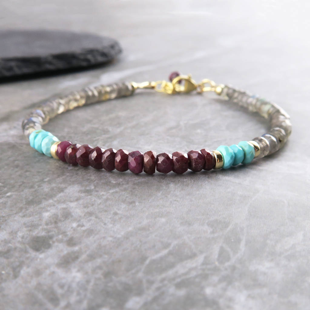 Ruby, Turquoise And Labradorite Bracelet By Wished For ...
