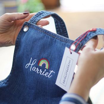 Personalised Baby Embroidered Denim Dungarees, 10 of 12