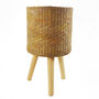 Rattan Effect Composite Planter With Stand, thumbnail 1 of 12